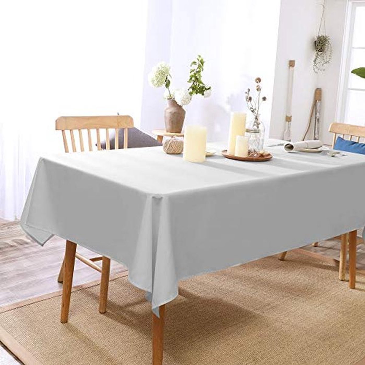 Waterdichte Rectangulaire Tafelkleed Met Lotus Effect - Wasbaar Lichtgrijs 130x280cm