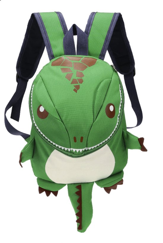 KIMU Rugtas Dino Groen - Kleine Rugzak Dinosaurus Monster Tas Draak T-Rex - Rugtasje Veilige Schooltas Kinderen Kindertas Kinder Gymtas Kind Klein Festival