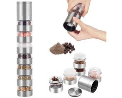 7-in-1 Mini Kruidenpotjes Set voor Camping en Outdoor, Draagbare Roestvrij Stalen Kruidenstrooier