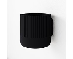 Fleuriek - Bloempot voor aan de muur Zwart - Japandi hangpot binnen voor plantenwand, Decoratieve plantenhangers - Kunststof plantenpot voor aan de wand - D12 cm