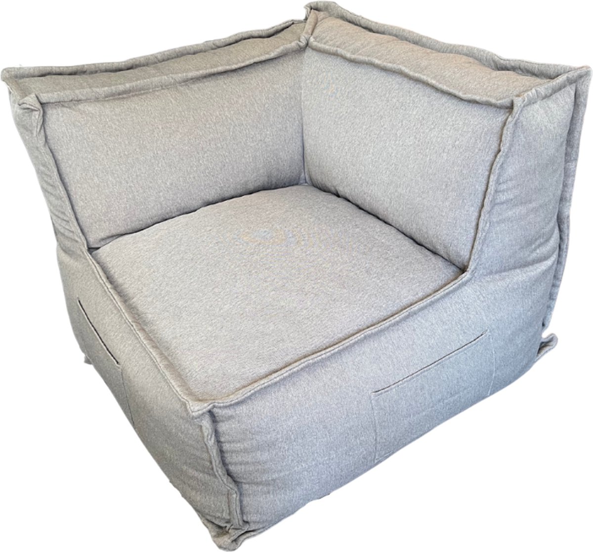 Bananair - Hoekmodule voor modulaire bank - Met armleuningen - Zijvakken - Linnenlook - 90x90 cm - Beige