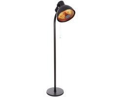 Perel - Staande Terrasverwarmer - Terrasverwarming - Lantaarnpaal - Warmtestraler - Trekschakelaar, Kantelbeveiliging, 3 Warmtestanden - in Hoogte Verstelbaar - Patioverwarming - Veranda Heater - Spatwaterbestendig - Warmtelamp voor Terras - 2000 W
