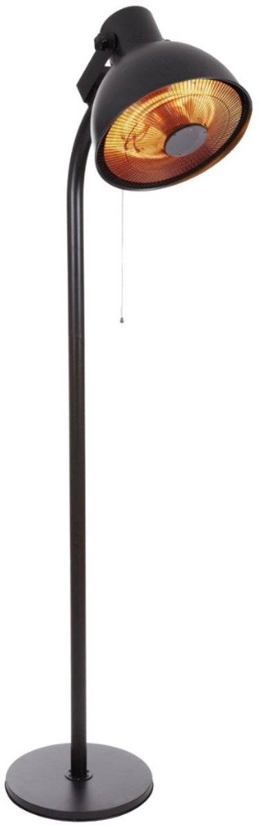 Perel - Staande Terrasverwarmer - Terrasverwarming - Lantaarnpaal - Warmtestraler - Trekschakelaar, Kantelbeveiliging, 3 Warmtestanden - in Hoogte Verstelbaar - Patioverwarming - Veranda Heater - Spatwaterbestendig - Warmtelamp voor Terras - 2000 W