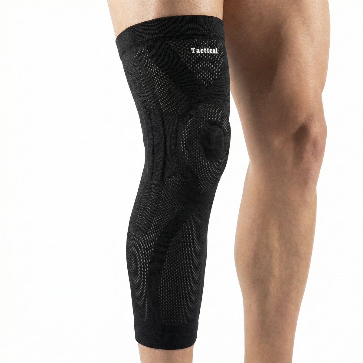 Tactical Fightwear - Kniebrace Lang met Zijstabilisatoren & Gel Kniepadding - Antislip - Maat L