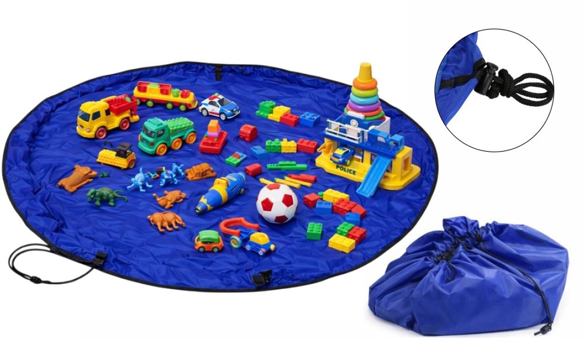 Goodz4All Speelgoed Organizer & Speelmat in één- Speelkleed 150 cm – Opbergtas voor Snel opruimen – Opbergen in de Opbergzak