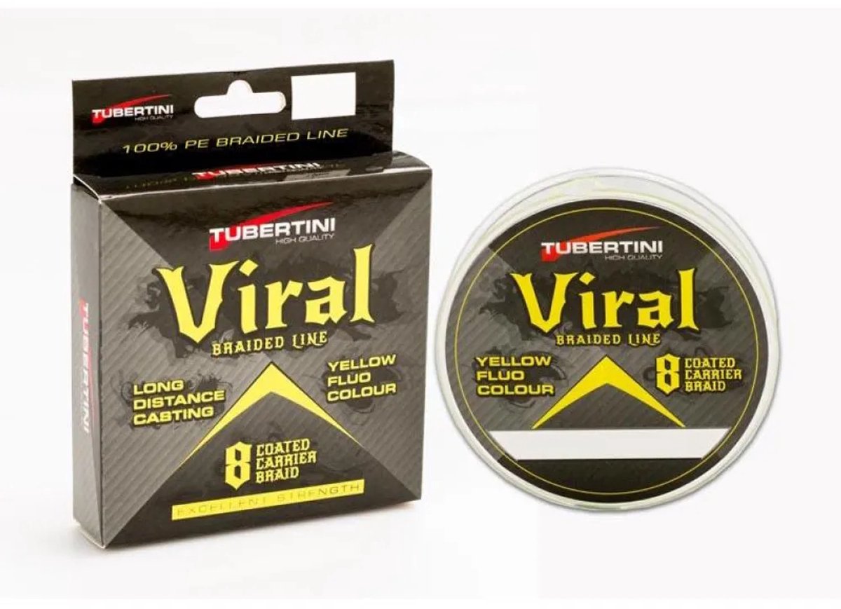 Tubertini Viral Gevlochten Vislijn 150 M Geel 0.180 mm