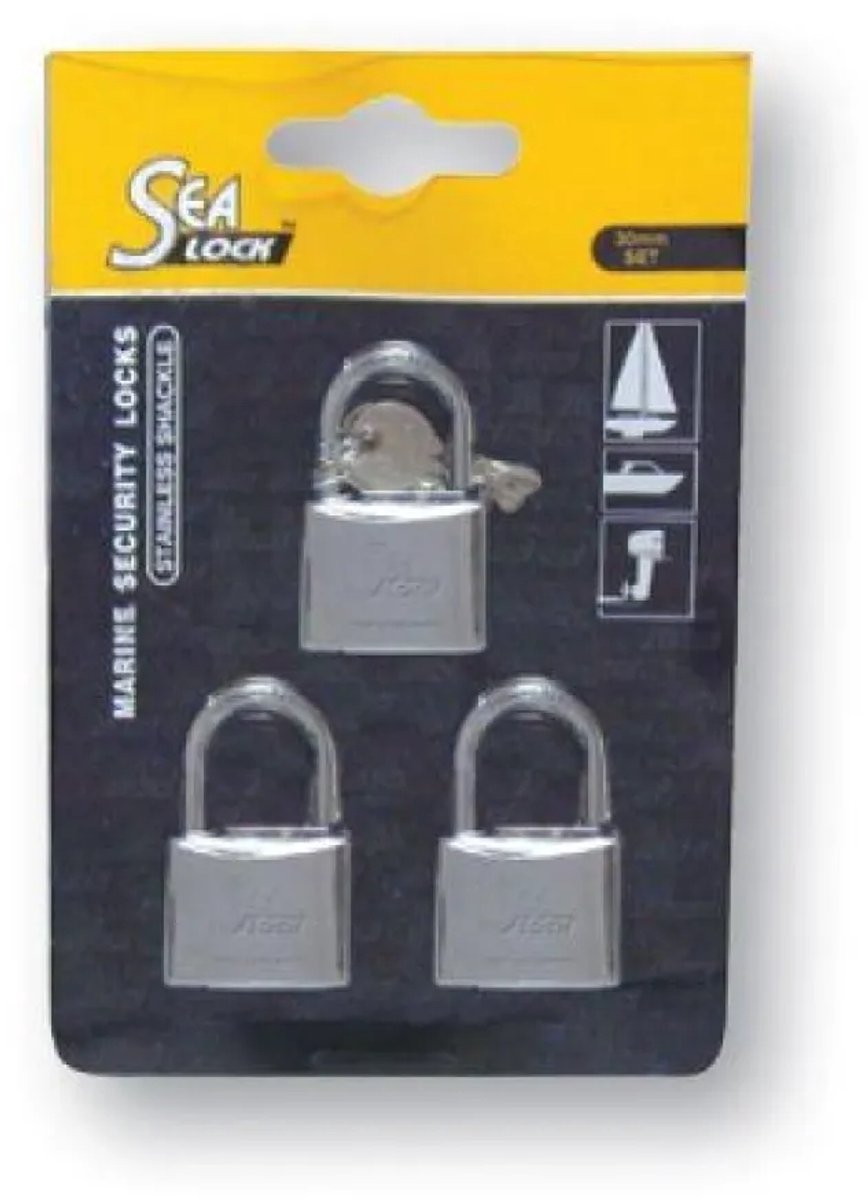 Lalizas HANGSLOT SET/3 ZELFDE SLEUTEL 30MM
