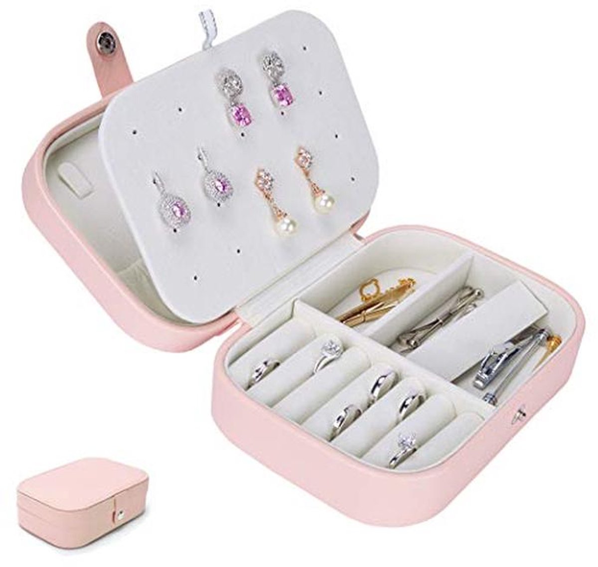 Kleine Witte Juwelendoos Reis Sieraden Organizer voor Dames
