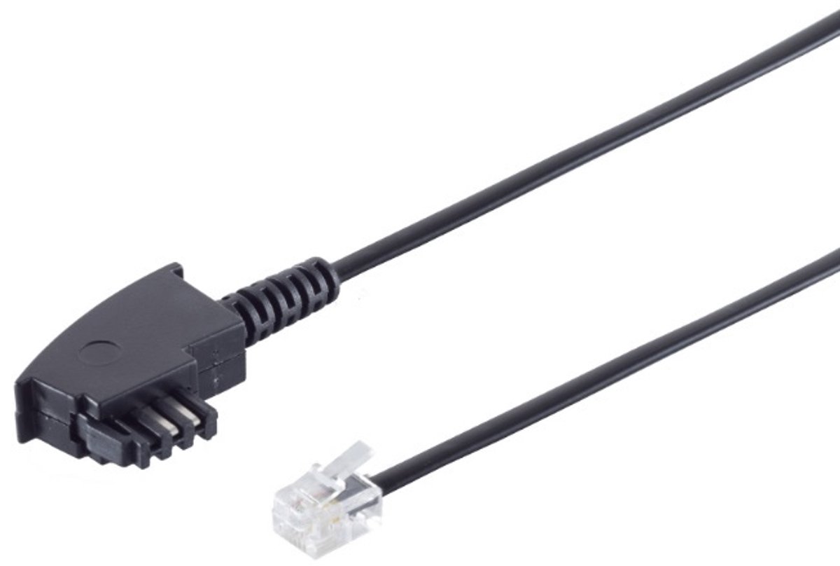 TAE-F - RJ11 telecom kabel | universeel (oud + nieuw) | zwart | 10 meter