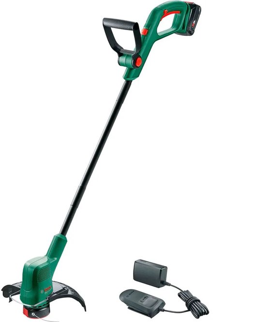 Bosch EasyGrassCut 18V-230 grastrimmer in groen met lader en accu.