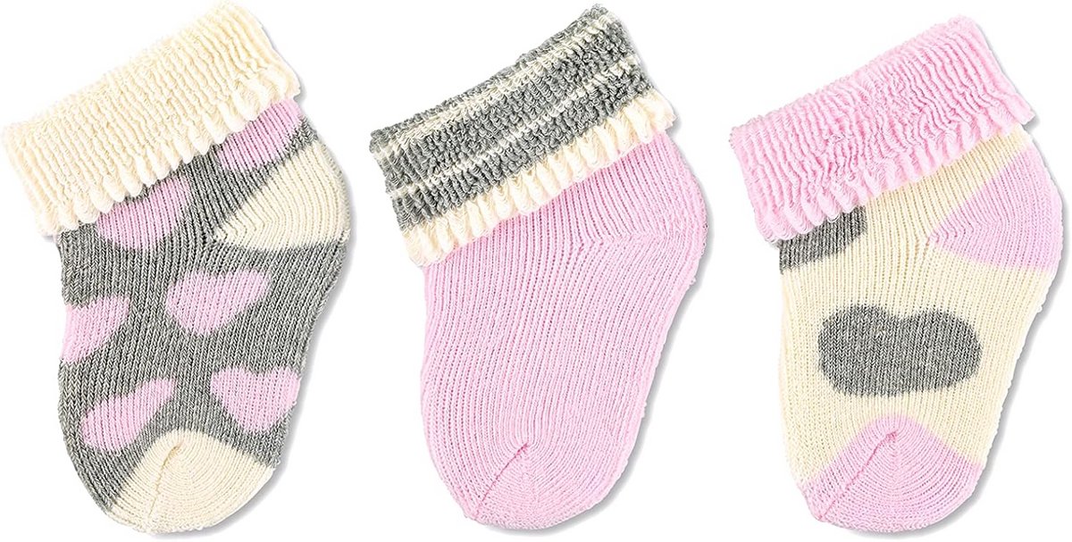 Eerste sokjes 3 stuks roze voor baby 0-3 maanden