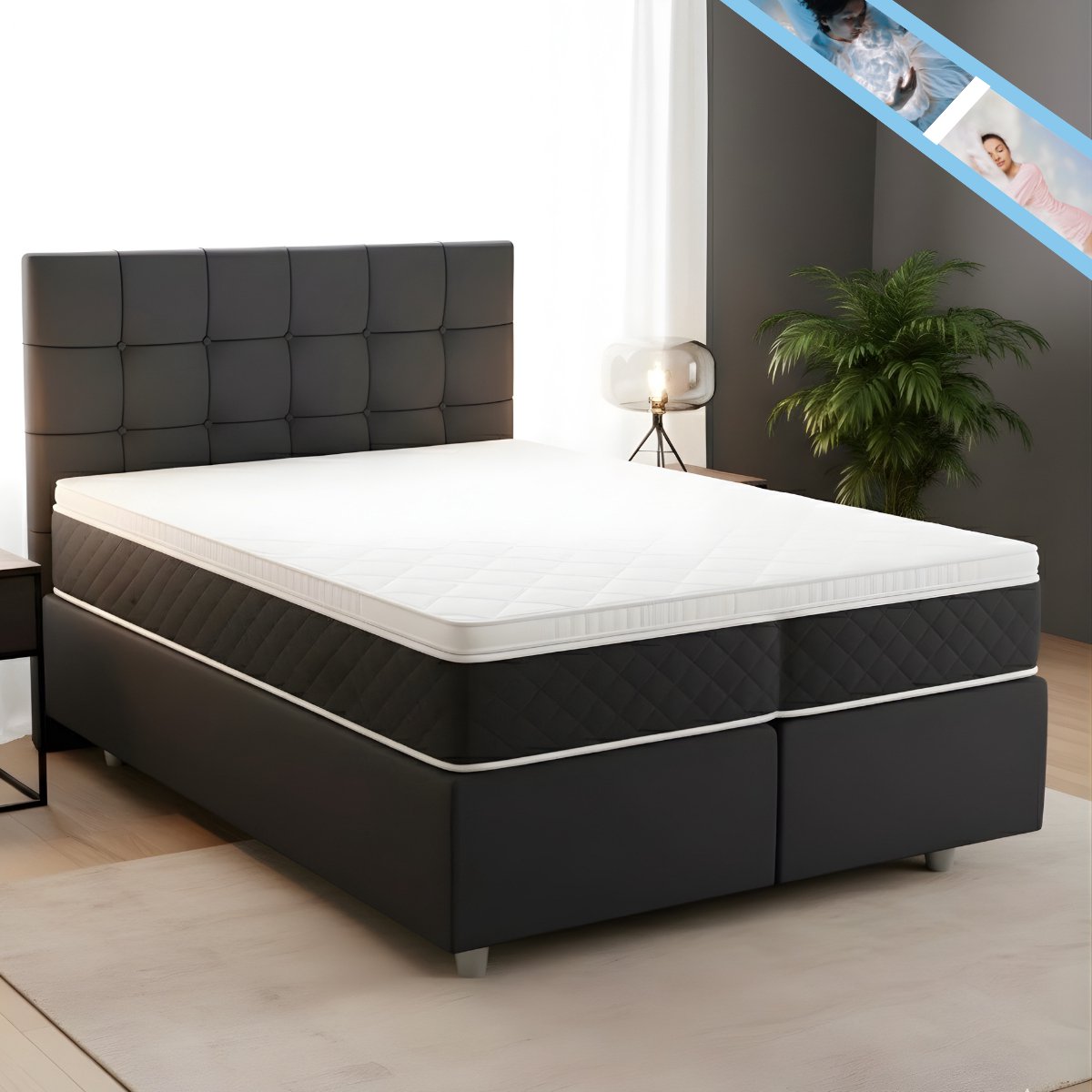 Maan Boxspring 180x200 Antraciet met Opbergruimte - Maan - €675,00