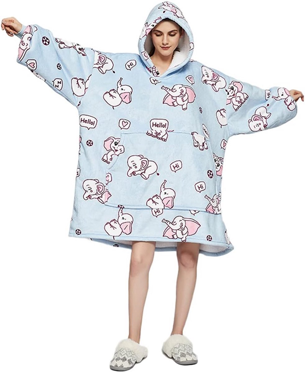 Oversized Kap Snoodeken voor Dames en Heren | Pluizige Sherpa TV Deken met Mouwen | Cozy Flanellen Fleece Deken met Kangoeroezak