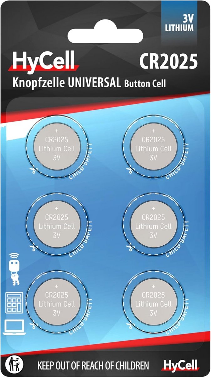 Lithium Knoopcel CR2016 voor Garagedeuropener en Alarminstallatie - 6 Stuks