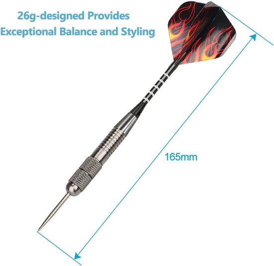 Set van 3 Professionele Dartpijlen met Stalen Tip, 26 Gram, Aluminium Schachten en Vleugels — afbeelding 5