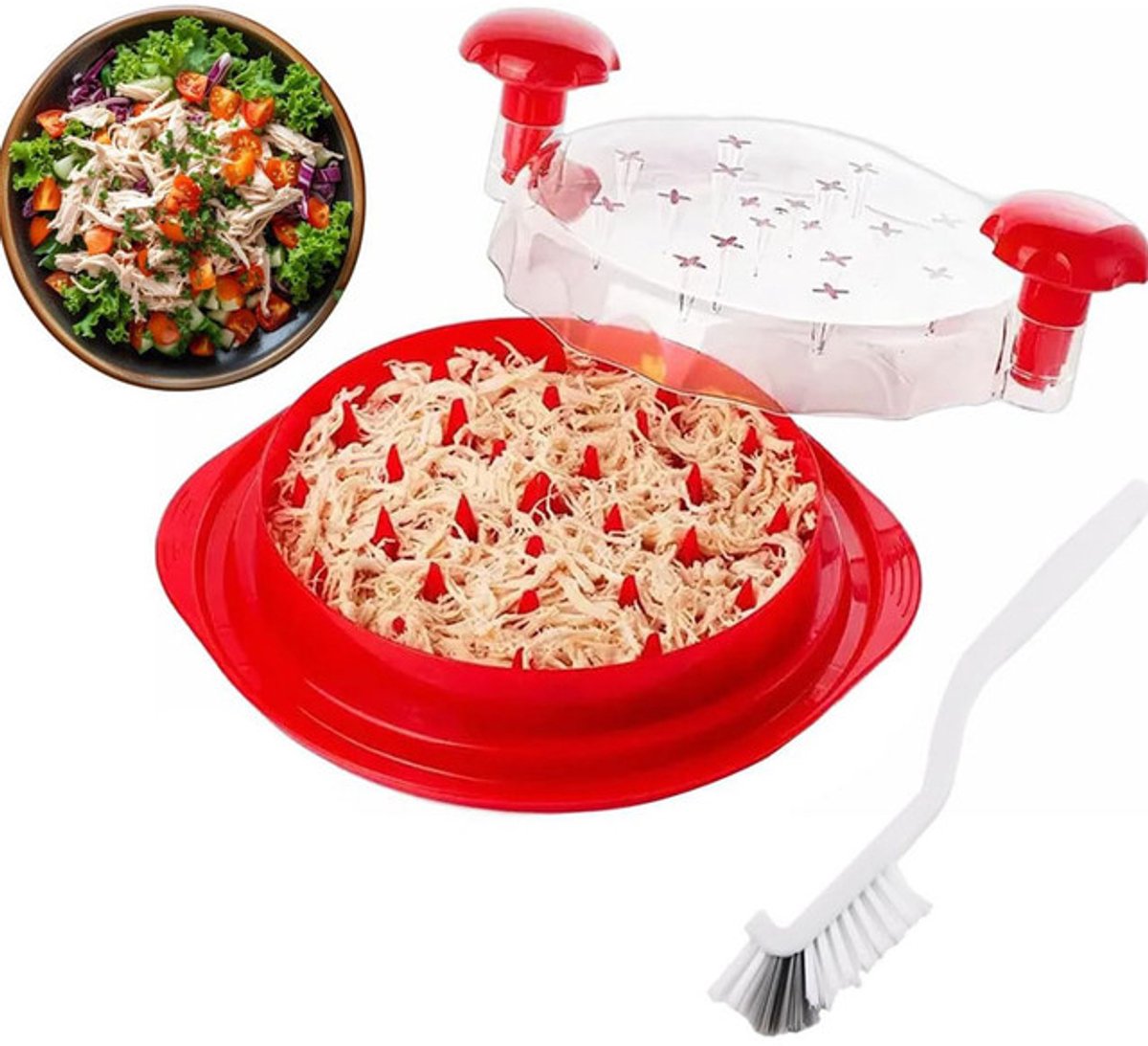 Multi-functional Chicken Breast Shredder - Shredder - Chicken Shredder - Meat Shredder - keukengerei - Manual Meat Grinder - Plastic - rood