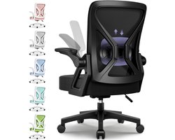Hiaonyx Bureaustoel-Ergonomische bureaustoel-bureaustoelen voor volwassenen-Opklapbare armleuningen-Lendensteun-Verdikt en verbreed zitkussen-Zwart