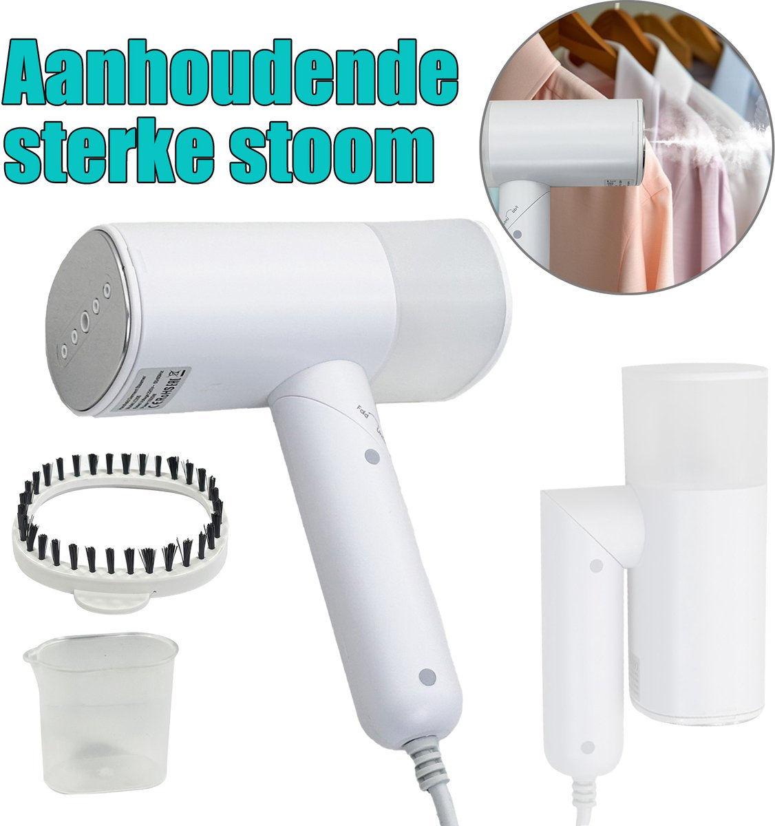 Stomer voor kleding, draagbaar 2-in-1 reisstrijkijzer voor kleding, slechts 0,6 kg lichtgewicht, 10 minuten continue stoom, 900W lichte stomer voor reizen en thuis