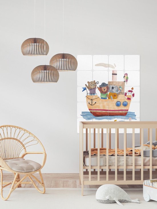IXXI Bootfeest, Adams Arts - 80 x 100 cm - Gratis ophangtool - Grote wanddecoratie en posters - Illustraties, Speels, Aquarel, Fantasierijk