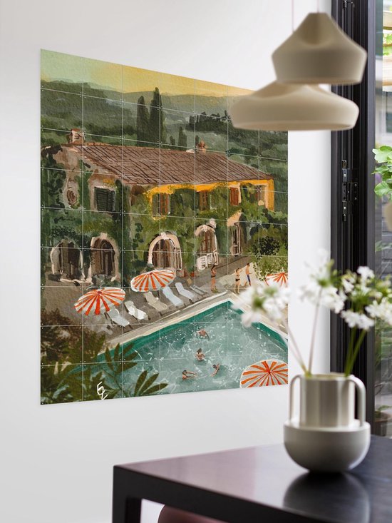 IXXI Secret Villa, Ekaterina Zagorska - 80 x 100 cm - Gratis ophangtool - Grote wanddecoratie en posters - Speels, Illustraties, Kleurrijk