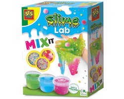 Omslag van SES Creative - Slime lab - Mix it 3 kleuren slijm - met balletjes, pompons en kralen om te mixen - Slijm maken – Slime