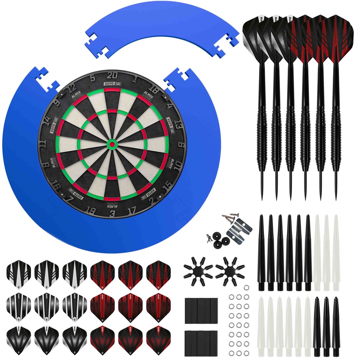 KOTO Black Label + Puzzle Surround + 2 Sets KOTO Dartpijlen - 90-Pieces - Dartset Blauw