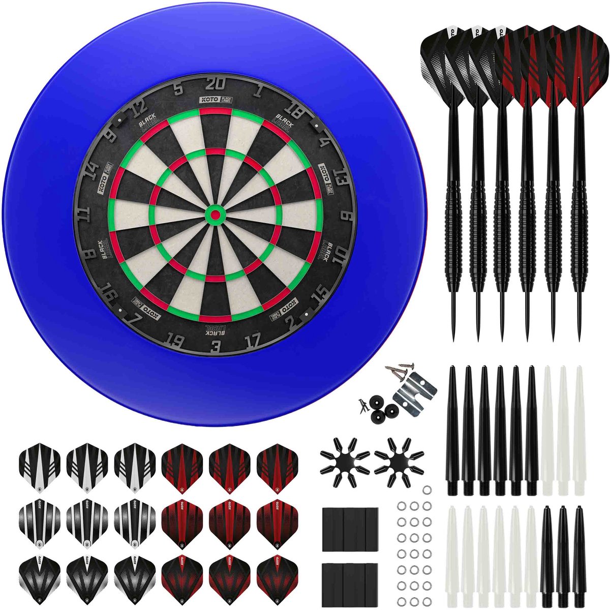 KOTO Black Label + PU Surround + 2 Sets KOTO Dartpijlen - 90-Pieces - Dartset Blauw