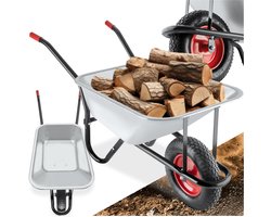 tectake® Kruiwagen - 100L - Kruiwagens met Luchtbanden - Gegalvaniseerde Kuip - Bouwkruiwagen - Antisliphandgrepen - Robuuste lastwagen - Draagkracht 250kg