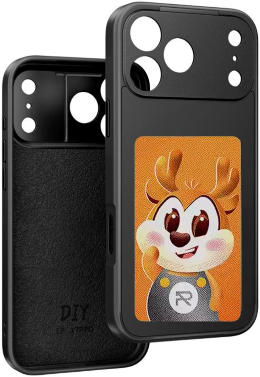 NFC Telefoon Hoesje - DIY Foto Inkt - iPhone 17 Pro - Zwart - Telefoon - Telefoonhoesjes - Smart E-Ink Scherm - Digitale Fotolijst - Aventra Custom NFC hoesje