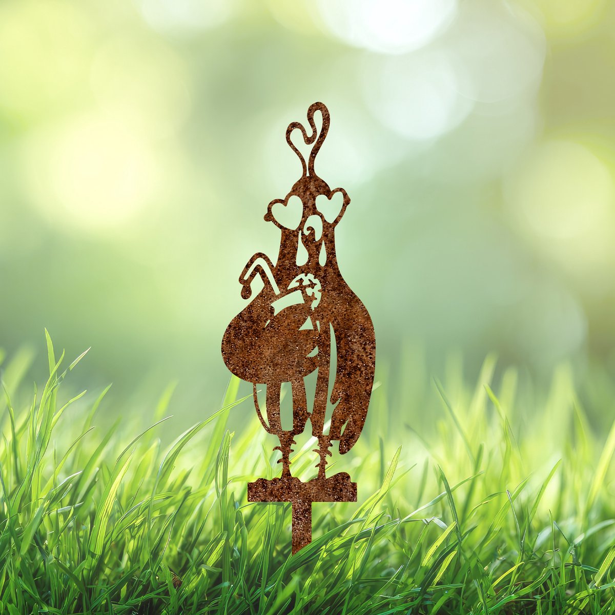 Cortenstaal Kip Tuinsteker – Tuindecoratie “Sunny de Zonnebril Kip” – Kip met Zonnebril – Roest Buiten Ornament