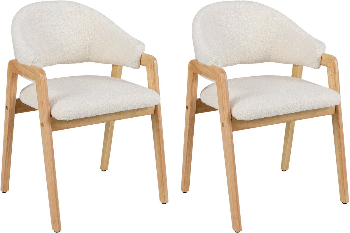 COSTWAY Set van 2 eetkamerstoelen, keukenstoelen met gevoerde zitting en ergonomische rugleuning, houten gestoffeerde stoel, bijzetstoel voor restaurant en woonkamer