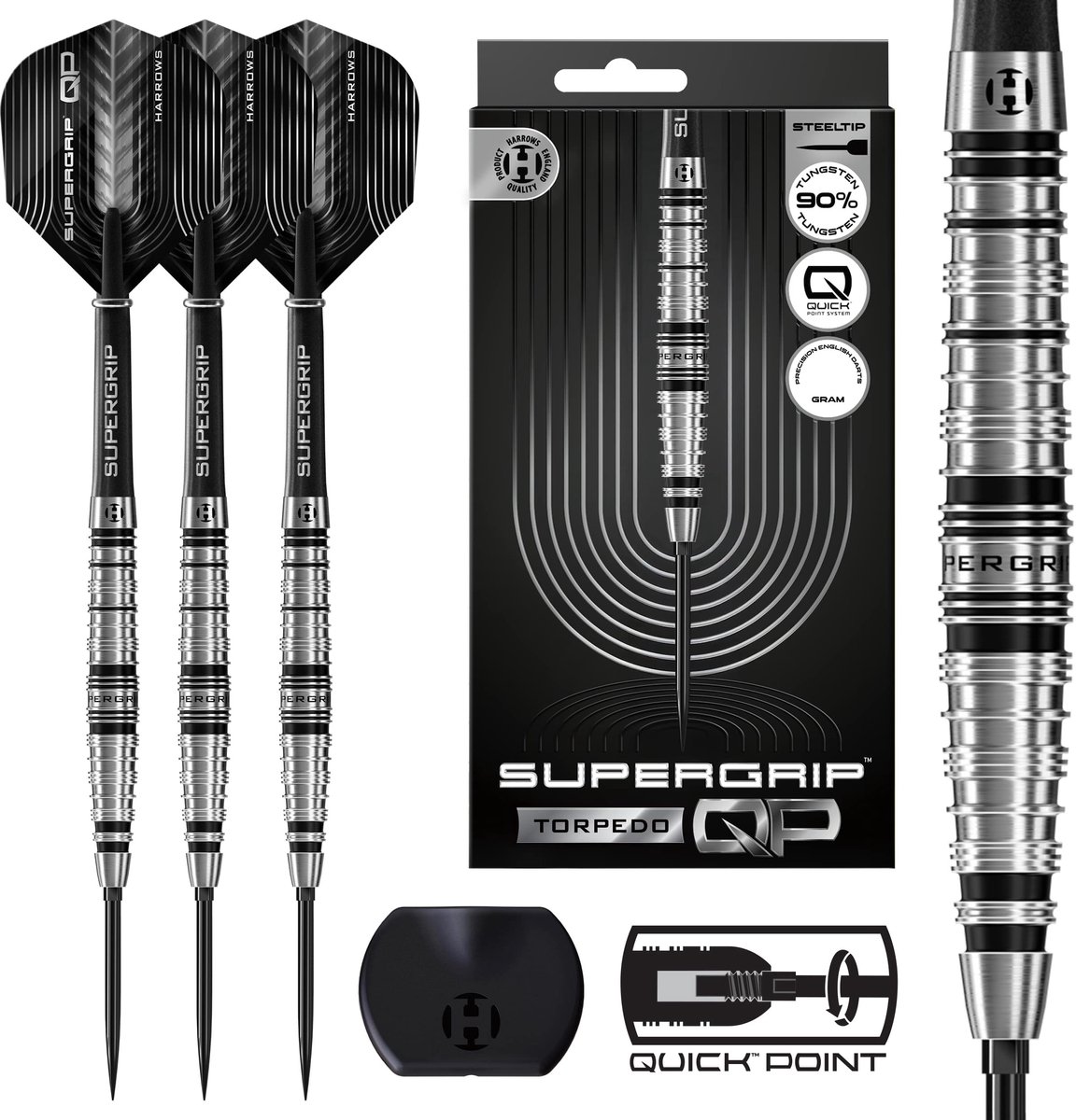 Harrows Supergrip Torpedo Quick Point 90% - Dartpijlen