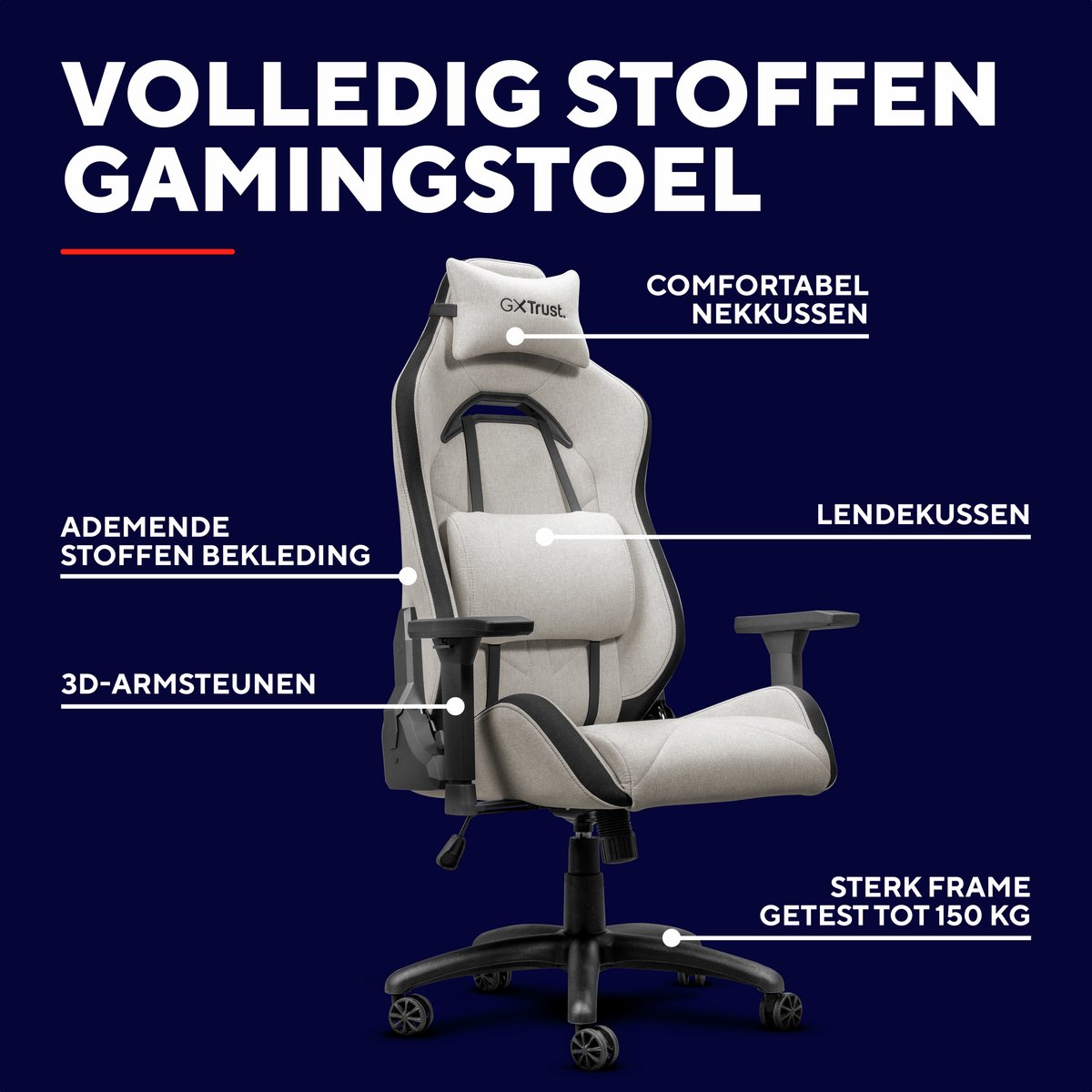 Trust GXT 723B Ruya Fabric - Gaming Stoel - Ergonomisch - afbeelding 2