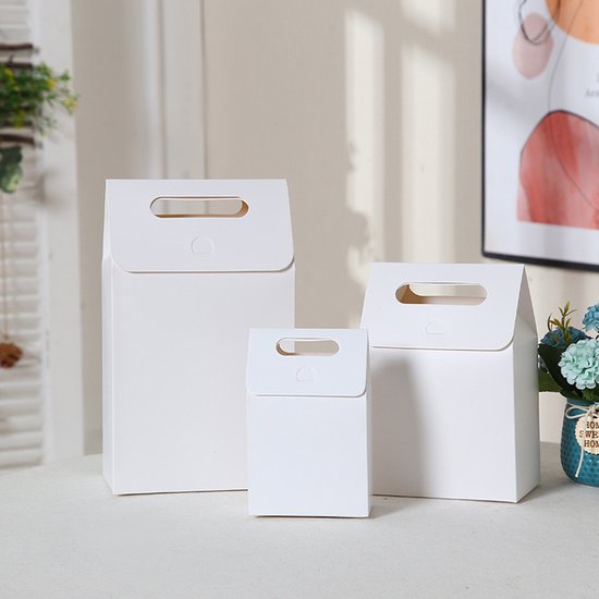 DIYCUT Cadeauzakjes Voor Bruiloft – 4 Stuks, 28x20x10 Cm, Kraftpapier Met Handvat, Inclusief Kaartjes En Lint
