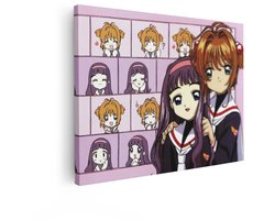 Artaza Canvas Schilderij Anime Cardcaptor Sakura - 120x90 cm - Wanddecoratie Kinderkamer - Muurdecoratie Meisjes - Decoratie Schooluniform