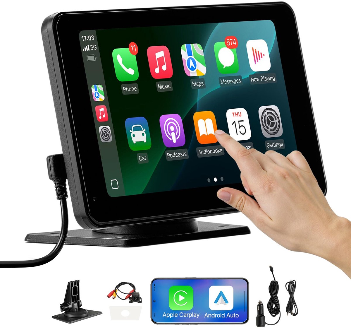 VEVOR Autoradio Carplay Touchscreen 177,8 Mm Apple Android Auto Achteruitrijcamera