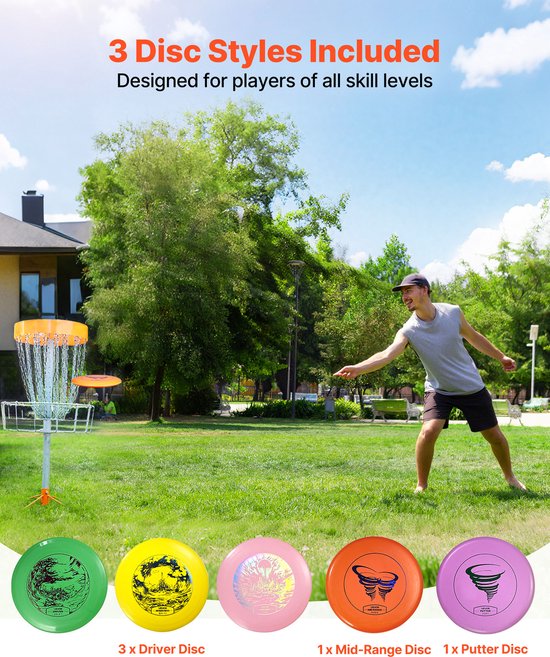 VEVOR Disc Golf Set 5-Delige Disc Golf Starter Set voor Full Body Kracht Training, met Putter Mid-Range Driver Mini Marker, Pdga Goedgekeurd voor Tuin Gazon Strand Buiten van VEVOR — afbeelding 3