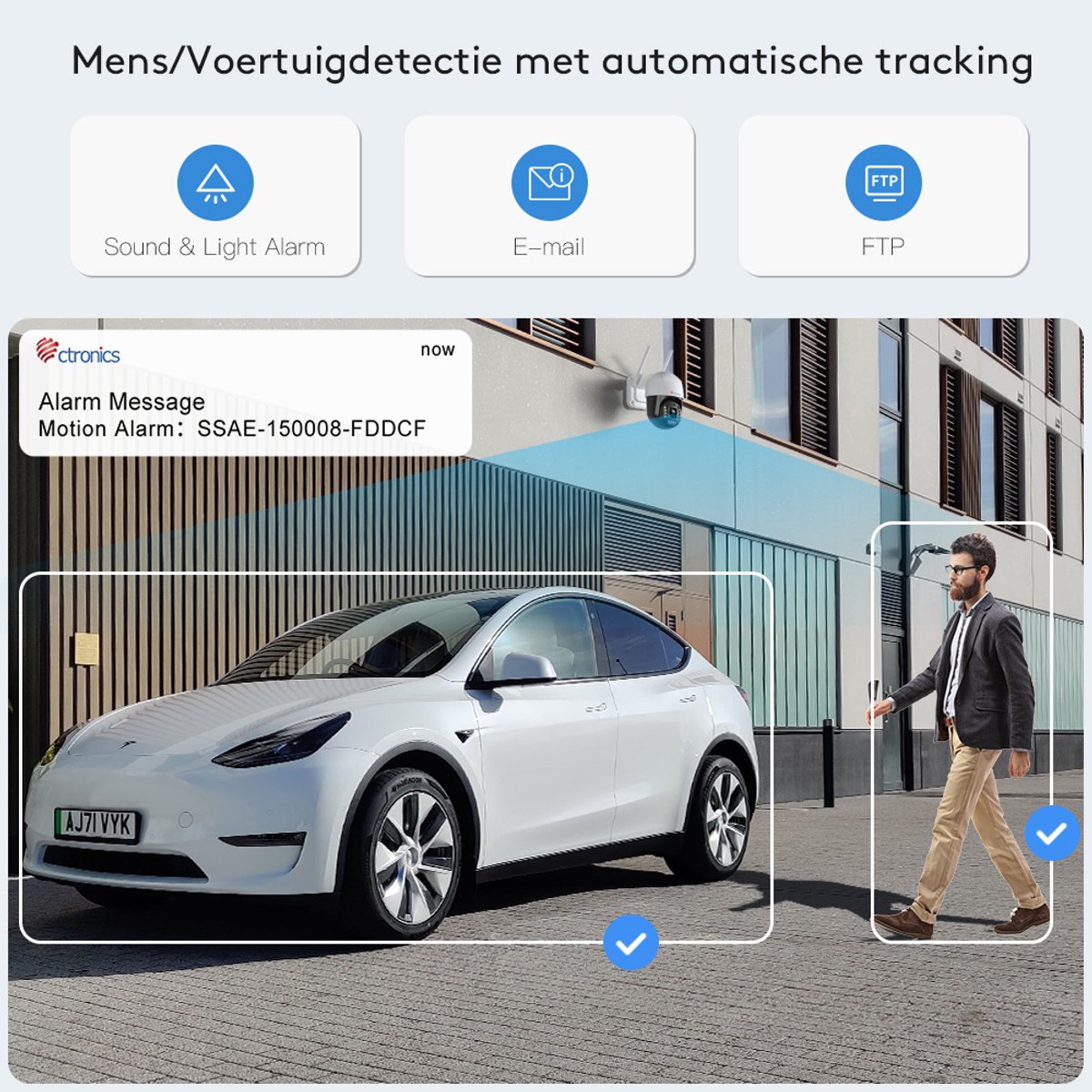Ctronics 4K 8MP Beveiligingscamera Buiten - Smart Mens/Auto Detectie - Autotracking - Buiten Camera met Nachtzicht Kleuren - Tweeweg Audio - IP66 Waterdicht (Wit) – foto 6