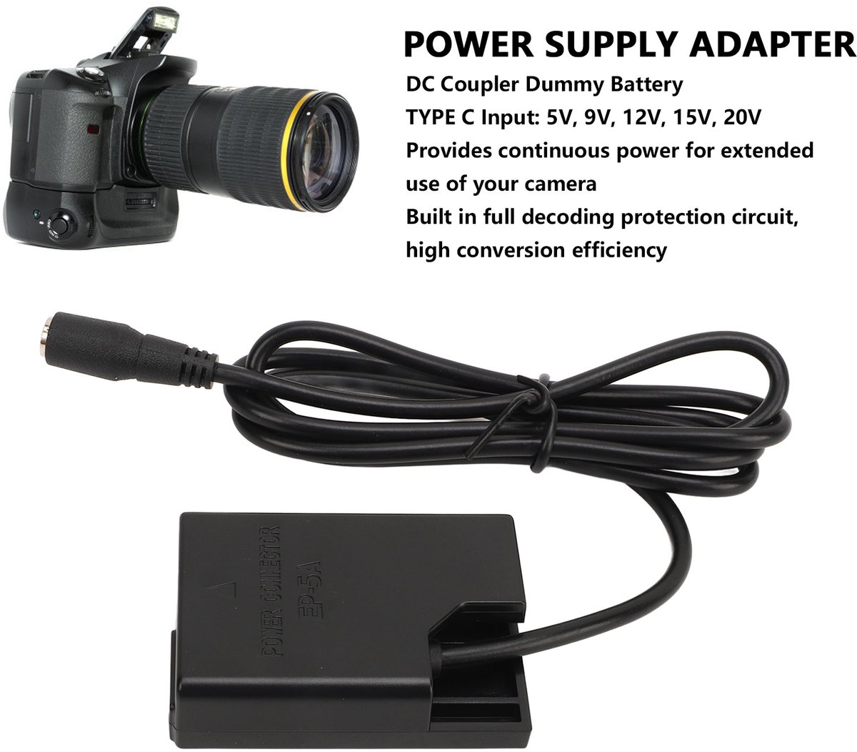 Elektronica-accessoire N-EL14 DC-koppelaar nepbatterij – met Type C-voedingadapter voor Nikon D5600 D3300 D3500 D5100 D5500 D3100 D3200-camera