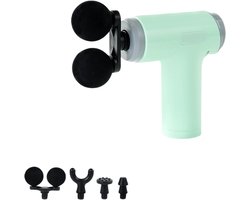 Massage gun - massagepistool - fascia gun - mini spiermassage apparaat - diepe spiermassage - 6 standen - 25W - 2200-4000 rpm - USB Type-C oplaadbaar - 4 massagekoppen - matcha groen