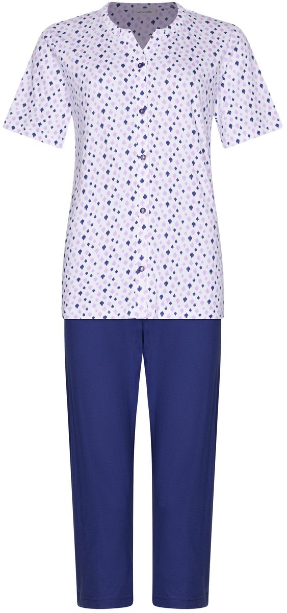 Pastunette Pyjama - Purple Haze - Organisch Katoen - Wit/Paars - Doorknoop
