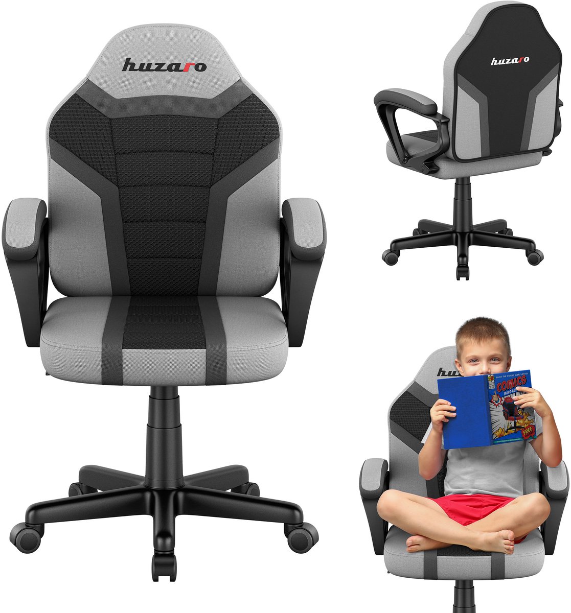 Huzaro - Ranger 1.0 Grey Mesh -Gamestoel voor kinderen - Huzaro - €87,99