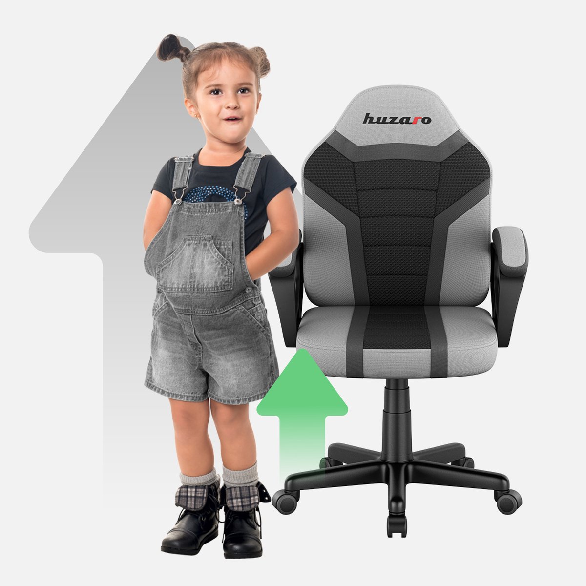 Huzaro - Ranger 1.0 Grey Mesh -Gamestoel voor kinderen - afbeelding 2