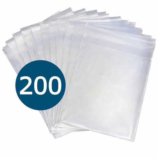 200 x Zakjes met plakstrip - 16.5cm x 22cm | Uitdeelzakjes transparant | Plastic Zakjes | Uitdeelzakjes voor kinderen | Cadeauzakjes | Inpakzakjes | Traktatie zakjes | Verpakkingszakjes voor Uitdeelcadeaus