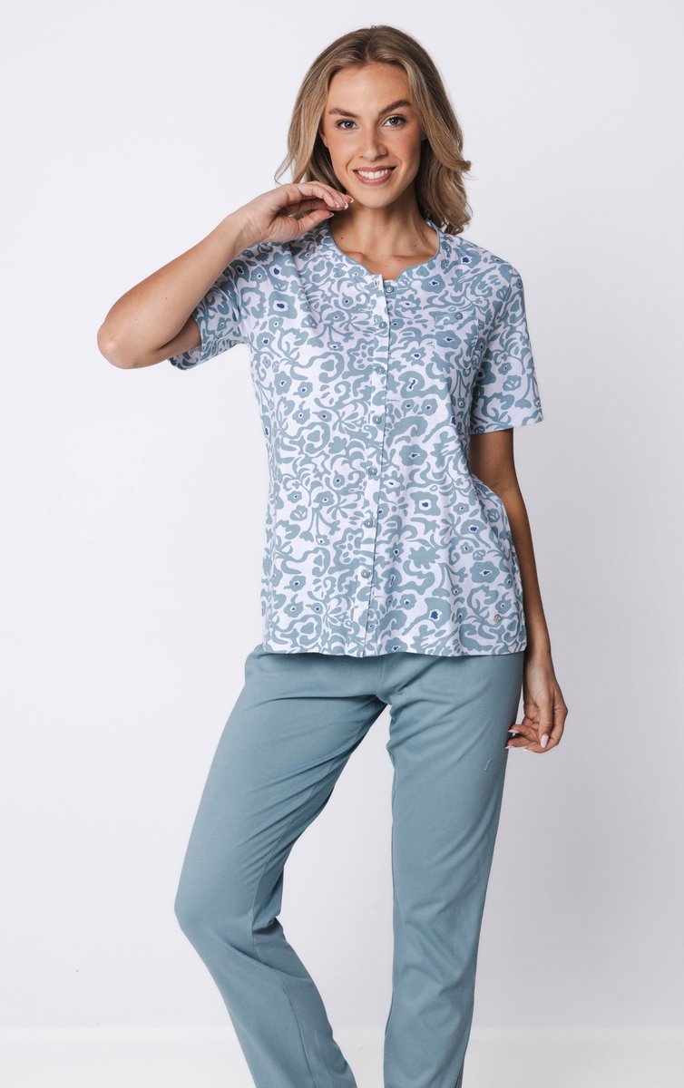 Pastunette Pyjama - Stone Blue - Katoen - Blauw/Wit