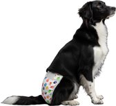 Loopsheidbroekje hond - Pootjes motief - Maat L - Verstelbaar 36-46 cm - Voor grotere honden - Herbruikbaar - Hondenluier