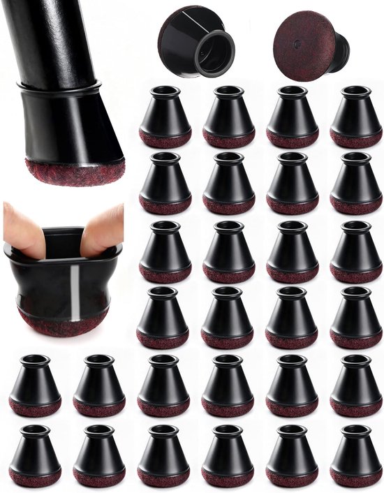 Meldel 24 Stuks Stoelpootdoppen Siliconen Extra Klein - Zwart Viltglijders Voor Stoelen, Ronde Beschermdopjes Voor Stoelpoten, Siliconen Beschermdoppen (15-20mm