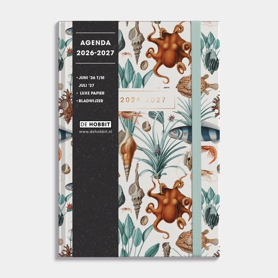 Hobbit - Luxe Schoolagenda 2026-2027 - 1 week op 2 pagina's - Harde kaft - A5 (14 x 20,5 cm) - Oceaan