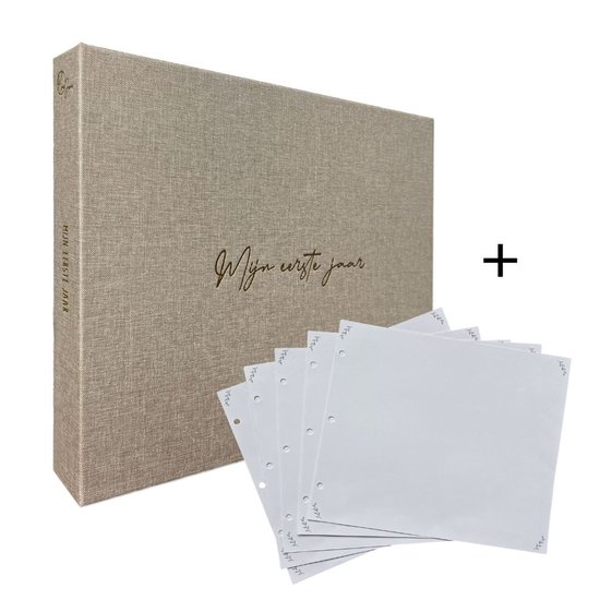 Mae June – Baby Invulboek met 5 Blanco Pagina’s – Mijn Eerste Jaar – Linnen Cover – Babydagboek – Herinneringsboek – Babyboek 0-12 Maanden – 300+ Invulvragen – Kraamcadeau