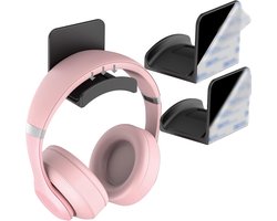 Hoofdtelefoonstandaard - Zelfklevende gaming hoofdtelefoonhaak zonder boren - Hangende hoofdtelefoonstandaard - Geschikt voor de meeste hoofdtelefoons en controllers - Zwart - Set van 2